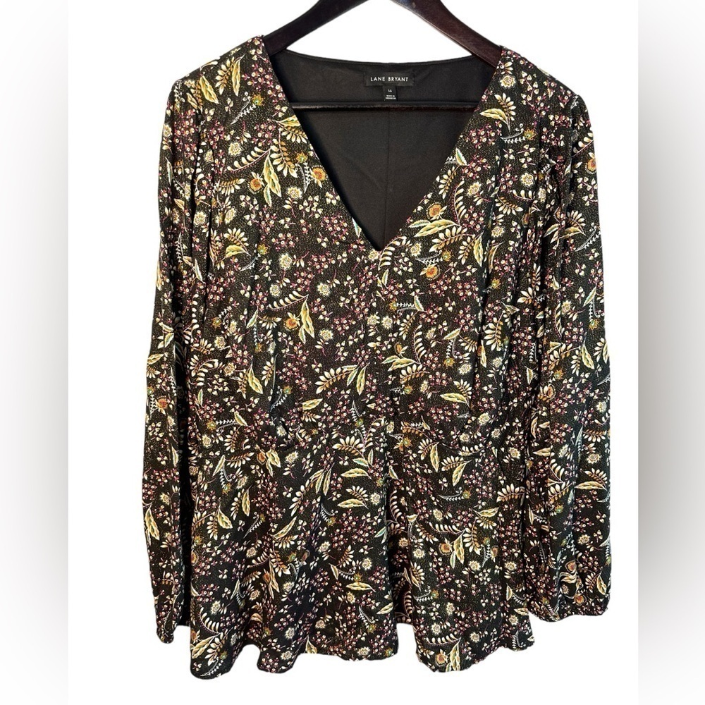 Lane Bryant Women’s Black and Yellow Metallic Blouse Size 16